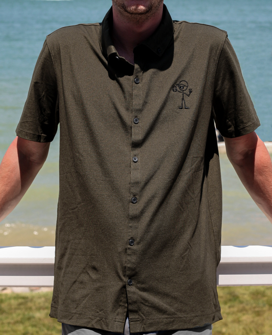 StickDude Polo Button Down | Army Green