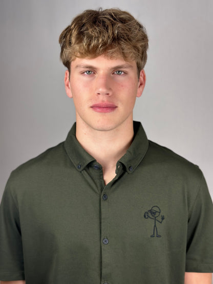 StickDude Polo Button Down | Army Green