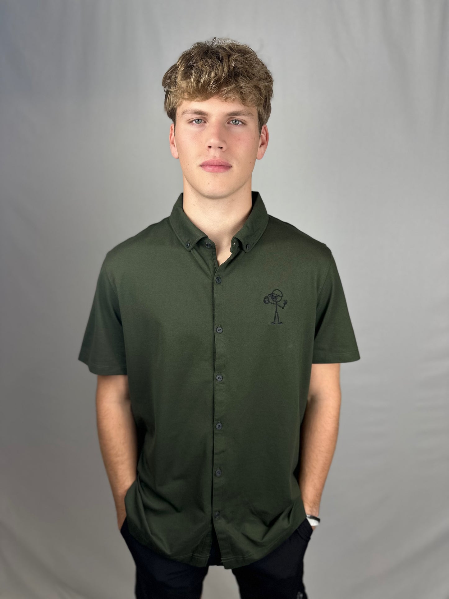 StickDude Polo Button Down | Army Green