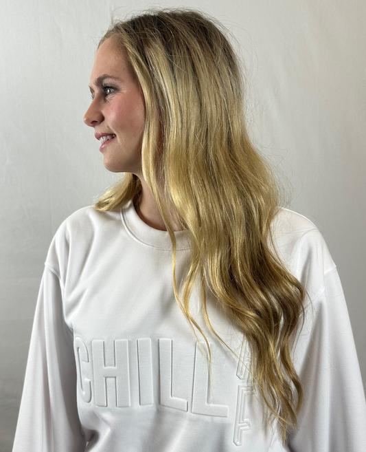 ChillAF Embossed Crewneck | White