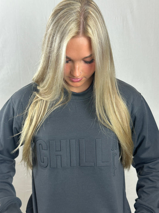 ChillAF Embossed Crewneck | Graphite