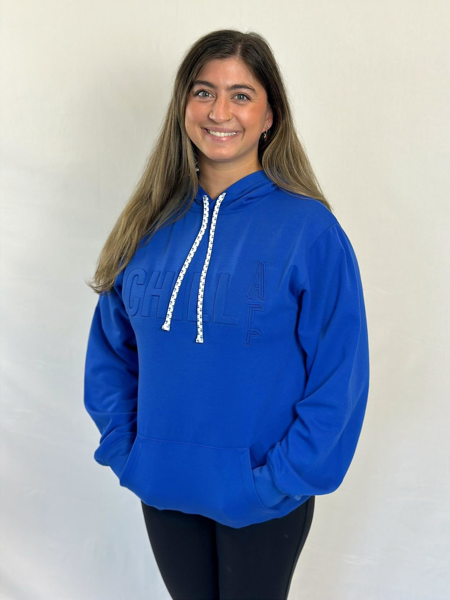 ChillAF Embossed Hoodie | Royal Blue